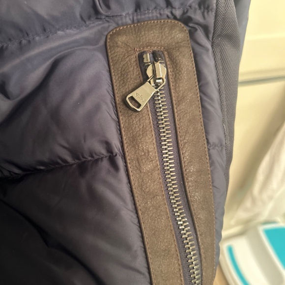 Paul & Shark 700 Fill Goose Down Puffer Jacket w/ Leather Trim - Picture 10 of 14